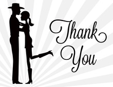 Silhouette Western Couple Thank You Cards