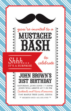 Hipster Chic Black Rimmed Glasses Mustache Invitations