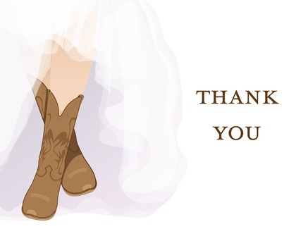 Brown Bridal Boots Thank You Cards