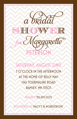 Modern Bridal Script Grey Border Shower Invitations