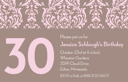 Customize Birthday Black Damask Invitations