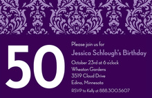 Customize Birthday Purple Damask Invitations