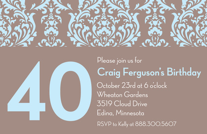 Customize Birthday Teal Damask Invitations