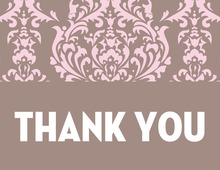 Lovely Pink Damask Thank You Cards