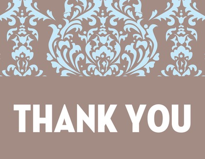 Lovely Teal Damask Thank You Cards