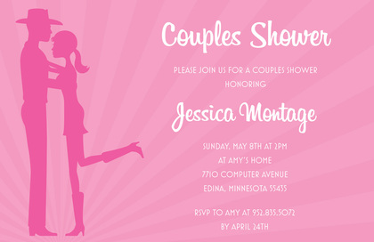 Romantic Western Couple Pink RSVP Cards