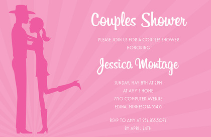 Western Couple Embracing Kiss Couple Shower Invites