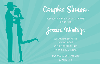 Romantic Western Couple Teal RSVP Cards