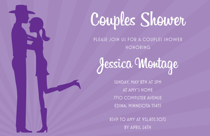 Western Couple Embracing Kiss Couple Shower Invites