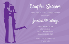 Purple Sunburst Silhouette Western Couple Invitations