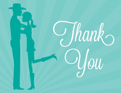 Silhouette Western Couple Thank You Cards