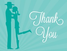 Teal Cowboy Couple Shower Thank You Cards