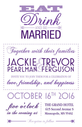 Eat Drink Be Married Purple RSVP Cards