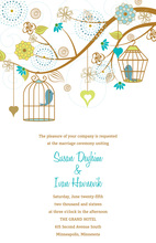 Eclectic Branch Wedding Birds Invitation