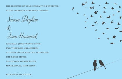 Blue Wedding Love Birds Enclosure Cards