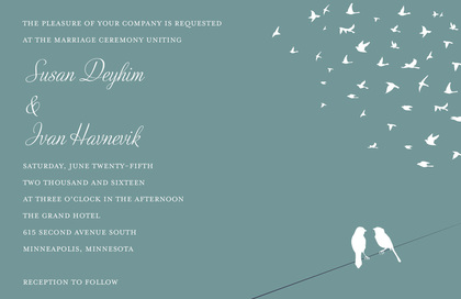 Slate Wedding Love Birds Enclosure Cards