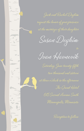 Romantic Birch Tree In Blue Invitations