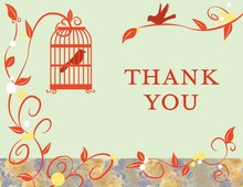 Romantic Red-Orange Flourish Thank You Cards