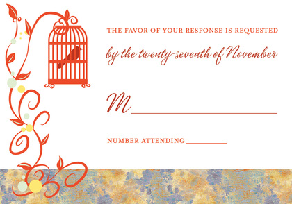 Lovely Bird Cage Among Vines Pink RSVP Cards
