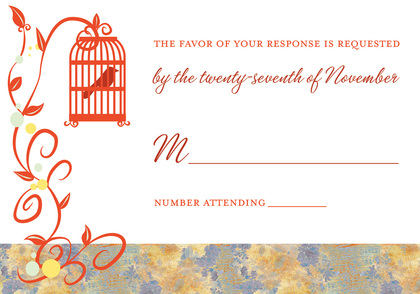 Romantic Red-Orange Flourishes Enclosure Cards