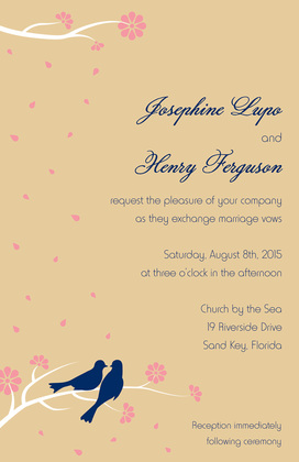 Loving Wedding Birds Sage In Spring Invitations