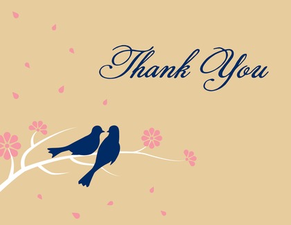 Two Loving Birds White Background Thank You Cards