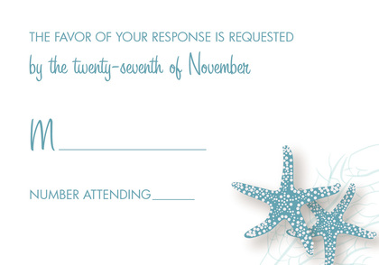 Stylish Slate Blue Starfish Beach Invitations