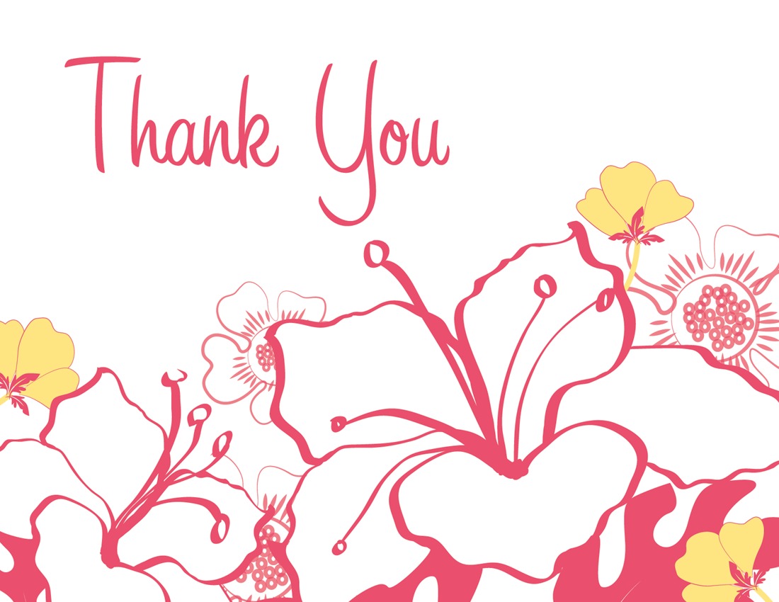 Pink Hibiscus Flowers Thank You Cards