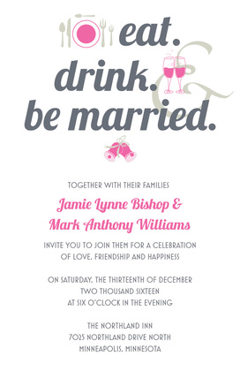 Eat Drink Married Bold Teal Wedding Invitations