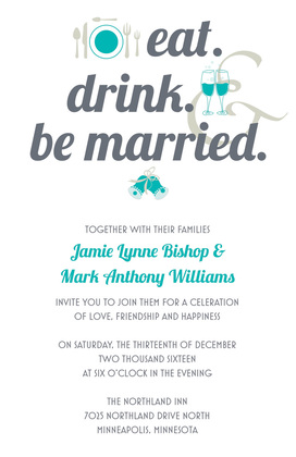 Eat Drink Married Bold In Complete Pink Invitations