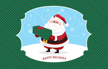 Cute Happy Santa Folded Greeting Cards