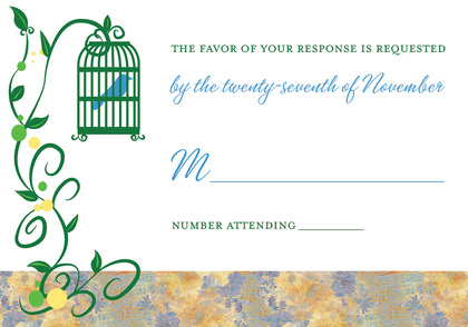 Classy Bird Cage Vines White Invitations