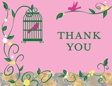 Lovely Bird Cage Vines Pink Thank You Cards