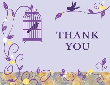 Trendy Bird Cage Among Vines Purple RSVP Cards