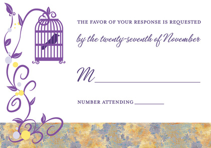 Modern Bird Cage Vines Purple Thank You Cards