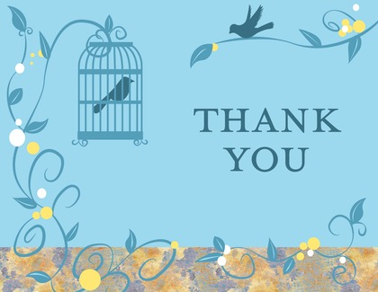 Bird Cage Among Vines Blue RSVP Cards