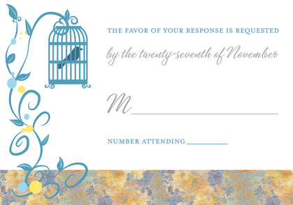 Bird Cage Among Vines Blue Enclosure Cards
