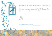 Bird Cage Among Vines Blue RSVP Cards