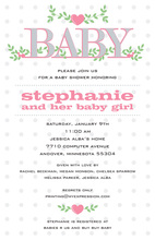 Branching Hearts Pink Invitations