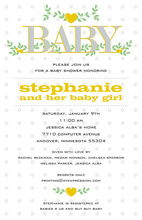 Branching Hearts Yellow Invitations