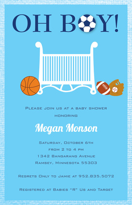 Sporty Boy Tan Kids Birthday Invitations