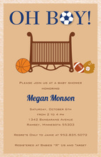 Sporty Boy Tan Kids Birthday Invitations