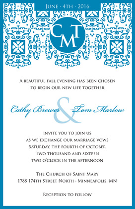 Blue Wrought Pattern RSVP Cards