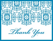 Blue Leafy Flourish Thank You Cards