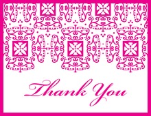 Wrought Pattern Hot Pink Monogram Thank You Cards