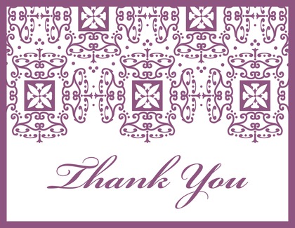 Wrought Pattern Hot Pink Monogram Thank You Cards