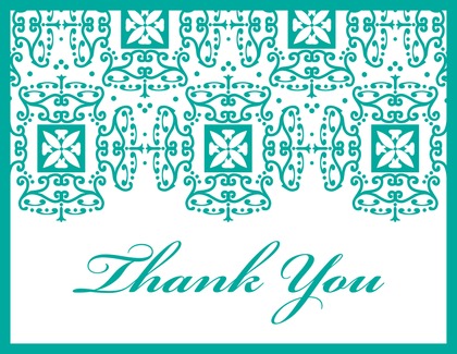 Wrought Pattern Purple Monogram Thank You Cards