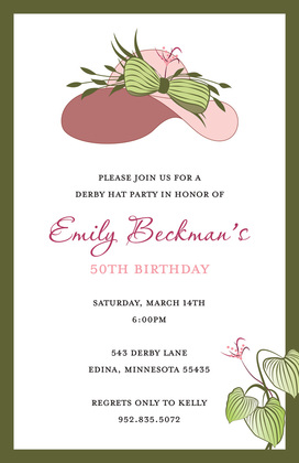 Elegant Purple Stylish Luxury Woman Hat Invitations