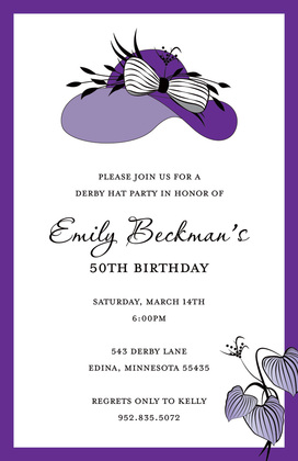 Elegant Pink Beauty Hat Fancy Accent Invitations