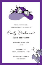 Elegant Purple Stylish Luxury Woman Hat Invitations